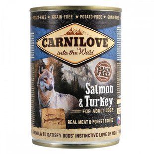 Вологий корм для собак Carnilove консерва Dog Salmon & Turkey для дорослих собак, Лосось та індичка, 400 г 100132/529278 фото