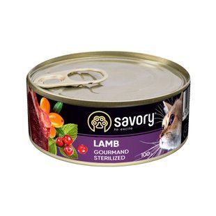 Вологий корм для котів Savory для стерилізованих котів Adult Cat Sterilised Fresh Lamb, Ягня, 100 г 30716***** фото