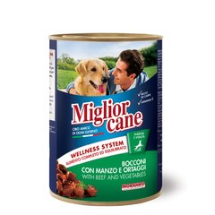 Вологий корм для собак Migliorcane яловичина з овочами шматочками 405 г