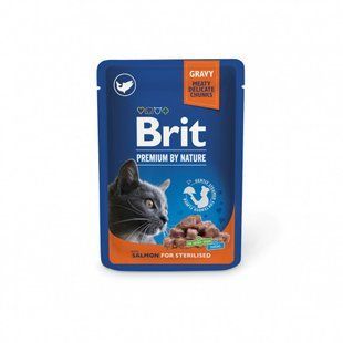 Вологий корм для котів Brit Premium для стерилізованих котів, Лосось, павуч 100 г 111833 фото