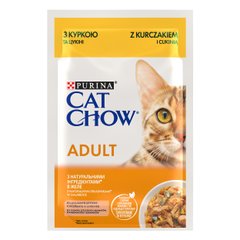 Вологий корм для дорослих котів CAT CHOW Adult шматочки в желе з куркою та цукіні 85 г