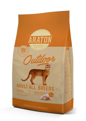 Сухий корм та індичкою для дорослих котів ARATON OUTDOOR Adult All Breeds з куркою 1.5 кг