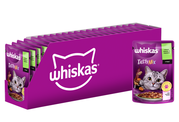 Упаковка вологого корму Whiskas TestyMix з ягня, курка, морква 28 шт. * 85 г