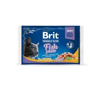 Вологий корм для котів Brit Premium Набір вологого у Cat Fish Plate, Рибна тарілка, 4 павучі по 100 г, 400 г 100276 /506248 фото