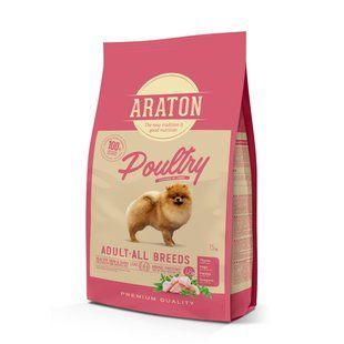 ARATON Poultry Adult All Breeds Cухий корм з м'ясом птиці для дорослих собак всіх порід 15 кг ART47468 фото
