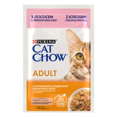 Вологий корм для дорослих котів CAT CHOW Adult шматочки в желе з лососем та зеленою квасолею 85 г