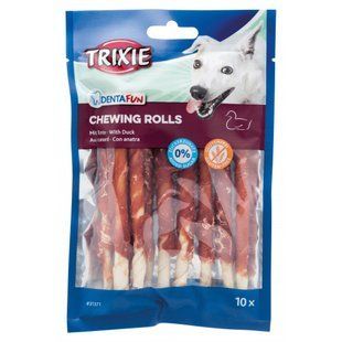 Ласощі для собак Trixie Denta Fun Rolls with Duck Паличка для чищення зубів з качкою 12 см 80 г 10 шт 31371 фото