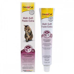 Вітаміни для котів GimCat Паста Malt Soft Paste Extra, виведення шерсті зі шлунку, 50 г G-407364/417929 фото