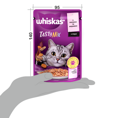 Упаковка вологого корму Whiskas TestyMix з лососем, морква 28 шт. * 85 г