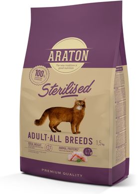 Сухий корм для стерилізованих котів ARATON STERILISED Adult All Breeds 1,5 кг