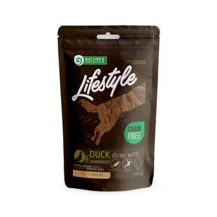 Nature's Protection Lifestyle Duck dices with seaweed Ласощі для собак скибочки качки з морською капустою, 75 г SNK46143 фото