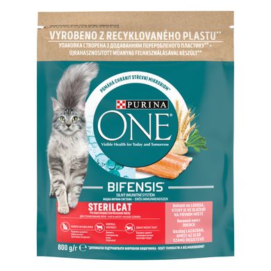 Сухий корм PURINA ONE Sterilcat для дорослих котів після стерилізації комплекс Bifensis з лососем та пшеницею 800 г