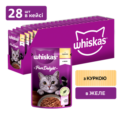 Упаковка вологого корму Whiskas Pure Delight курка в желе 28 шт. * 85 г