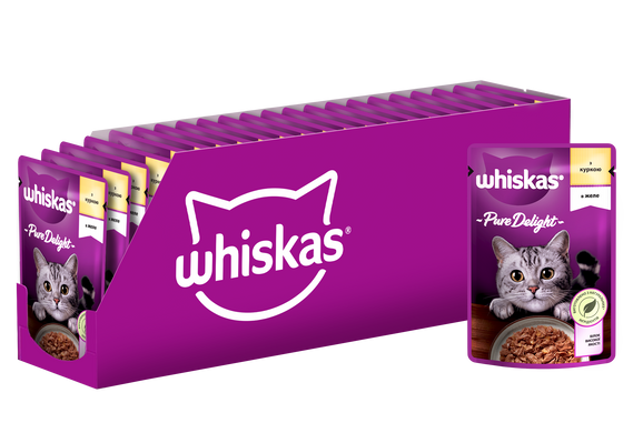 Упаковка вологого корму Whiskas Pure Delight курка в желе 28 шт. * 85 г