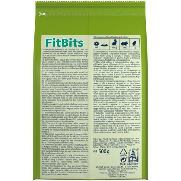 Ласощі для гризунів Vitakraft Fit Bits для декоративних гризунів овочі та люцерна 500 г 25782 фото
