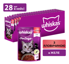 Упаковка вологого корму Whiskas Pure Delight яловичиною в желе 28 шт. * 85 г