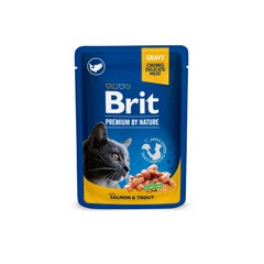 Вологий корм для кішок Brit Premium Cat pouch лосось та форель 100 г