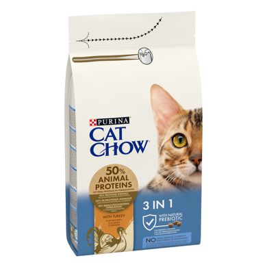 Сухий корм CAT CHOW Feline 3-in-1 для дорослих котів з формулою потрійної дії з куркою 1,5 кг