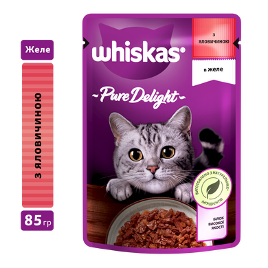 Упаковка вологого корму Whiskas Pure Delight яловичиною в желе 28 шт. * 85 г