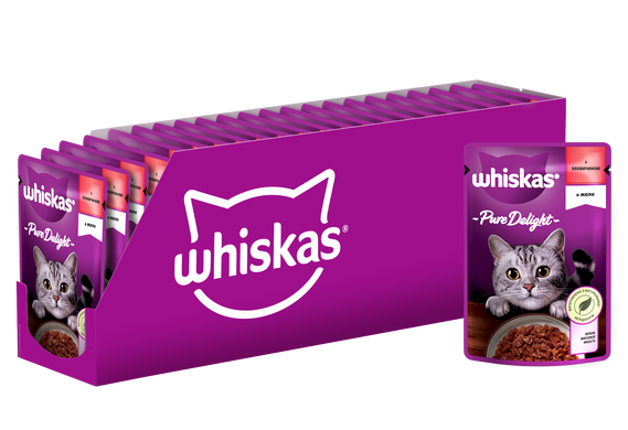 Упаковка вологого корму Whiskas Pure Delight яловичиною в желе 28 шт. * 85 г