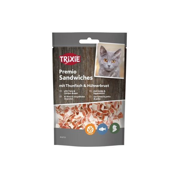 Ласощі для котів Trixie Premio Tuna Sandwiches кубики з тунцем і куркою 50 г 42731 фото