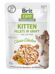 Вологий корм для кошенят Brit Care Fillets in Gravy Choice Chicken філе в соусі з куркою 85 г, 85 г