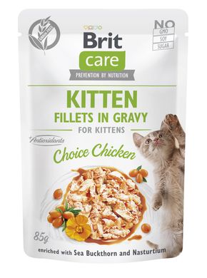 Вологий корм для кошенят Brit Care Fillets in Gravy Choice Chicken філе в соусі з куркою 85 г, 85 г