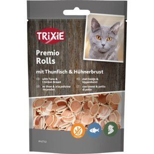 Ласощі для котів Trixie Premio Tuna Rolls шматочки з тунцем та куркою 50 г 42732 фото