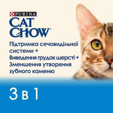 Сухий корм CAT CHOW Feline 3-in-1 для дорослих котів з формулою потрійної дії з куркою 15 кг