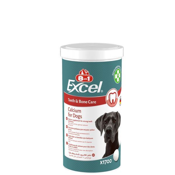 Вітаміни для собак 8in1 Excel Calcium, кальцій, фосфор, вітамін D3, 1700 таб 661832 фото