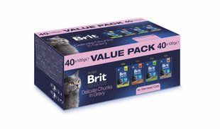 Вологий корм для стерилізованих котів Brit Premium by Nature Value Pack шматочки в соусі, набір 40&times;100 г 1111230208 фото