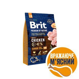 Сухий корм для собак Brit Premium для літніх собак малих та середніх порід By Nature Senior S+M, Курка, 3 кг 170820/6390 фото