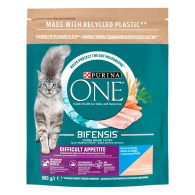 Сухий корм PURINA ONE Difficult Appetite для дорослих котів з вибірковим смаком у їжі з тріскою та фореллю 800 г