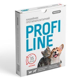 Нашийник для собак PROFILINE Provet та малих собак від бліх та кліщів, кораловий, 35 см &mdash; професійний захист до 5 місяців PR243096 фото