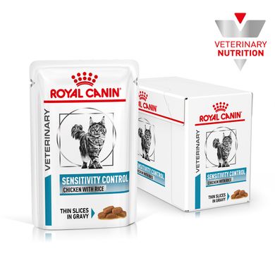 Упаковка вологого корму для дорослих котів ROYAL CANIN SENSITIVITY CONTROL CHICKEN CAT Pouches 85 г x 12 шт.