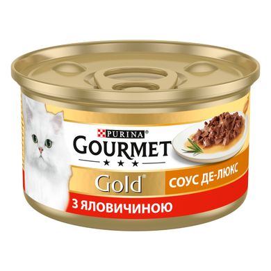 Вологий корм для дорослих котів Purina Gourmet Gold "Соус Де-Люкс" шматочки в соусі з яловичиною 85 г