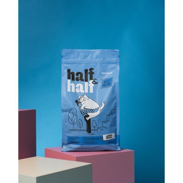 Сухий корм для собак Half&Half для дорослих собак великих порід із яловичиною, 2 кг 20765 фото