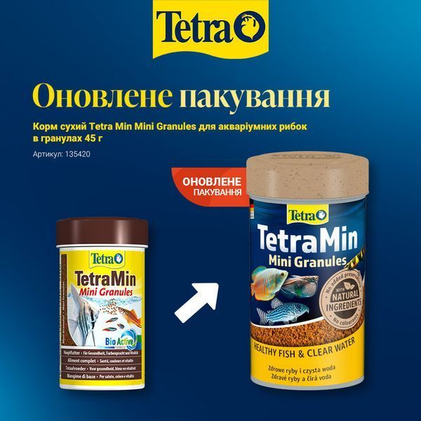 Сухий корм для риб Tetra для дрібних риб Min Mini Granules 45 г 199057 фото