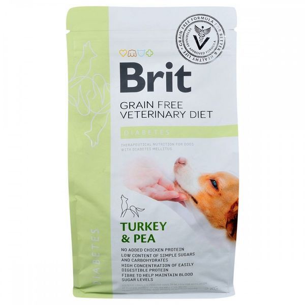Сухий корм для собак Brit VetDiets Ветеринарний Brit Veterinary Diet Diabetes, Індичка та Горох, 2 кг 170943/8103 фото