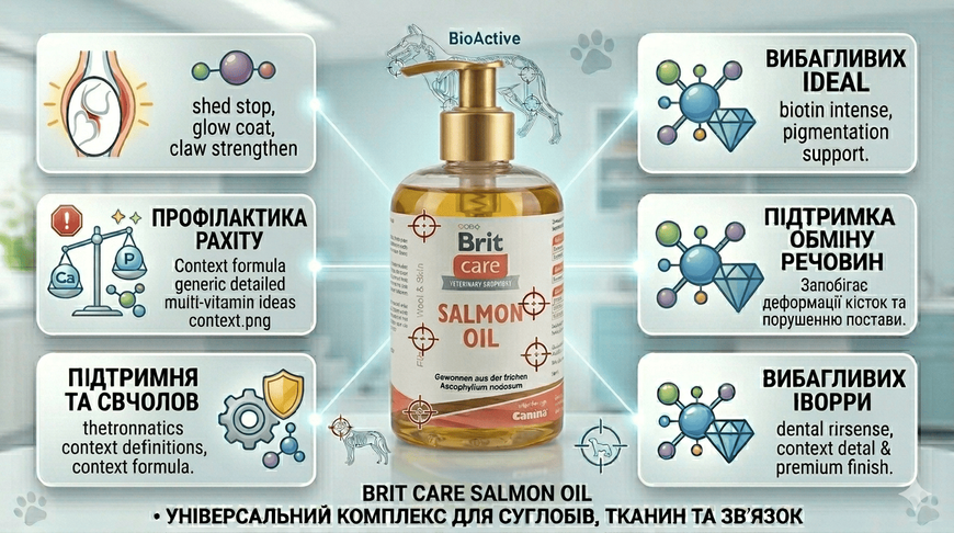 Brit Care Salmon Oil харчова добавка з лососевою олією для собак 250 мл 101115/2844 фото