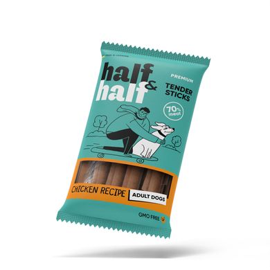 Ласощі для собак Half&Half у формі м'ясних паличок з куркою, 100 г