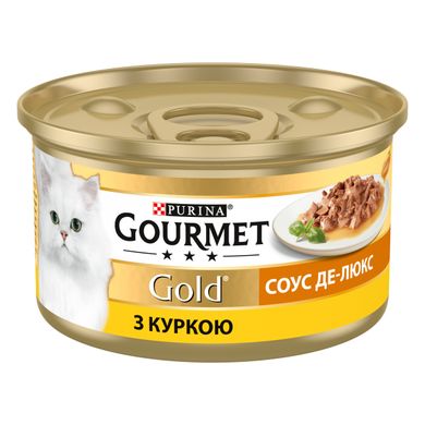 Вологий корм для дорослих котів Purina Gourmet Gold "Соус Де-Люкс" шматочки в соусі з куркою 85 г