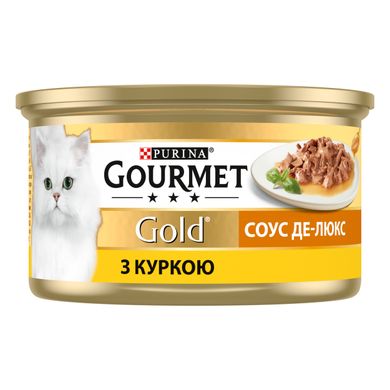 Вологий корм для дорослих котів Purina Gourmet Gold "Соус Де-Люкс" шматочки в соусі з куркою 85 г