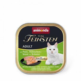 Вологий корм для котів Animonda Vom Feinsten Adult, індичка, куряча грудка та трави, 100 г AM-83265 фото