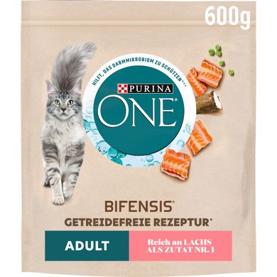 Сухий корм для дорослих котів PURINA ONE Grain Free (Грейн Фрі) комплекс Bifensis з лососем 600 г