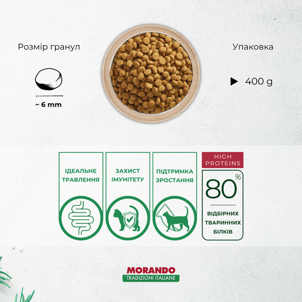 Сухий корм для кошенят Morando Tradizioni Kitten з куркою та лососем 400 g 02764 фото