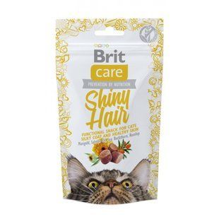 Ласощі для котів Brit Care Functional Snack Shiny Hair д котів для здоров я шкіри та шерсті з лососем 50 г 111264/1388 фото