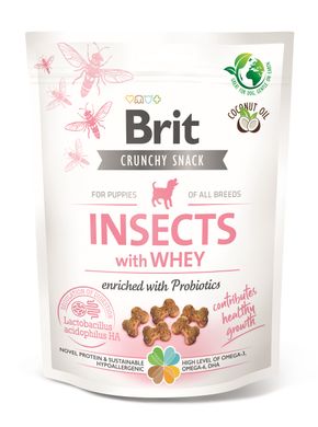 Ласощі для цуценят Brit Care Crunchy Cracker Puppy Insects with Whey для росту, комахи, сироватка і пробіотики, 200 г