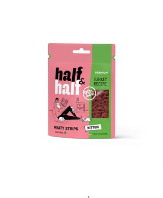 Ласощі для кошенят Half&Half у формі м'ясних шматочків з індичкою, 50 г