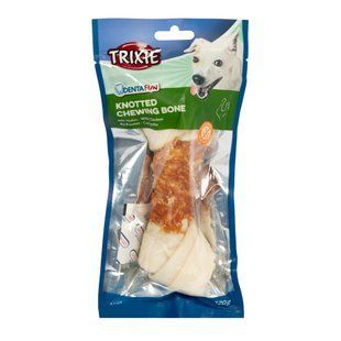 Ласощі для собак Trixie Denta Fun Кісточка для чищення зубів з куркою 18 см 120 г 31324_1шт фото